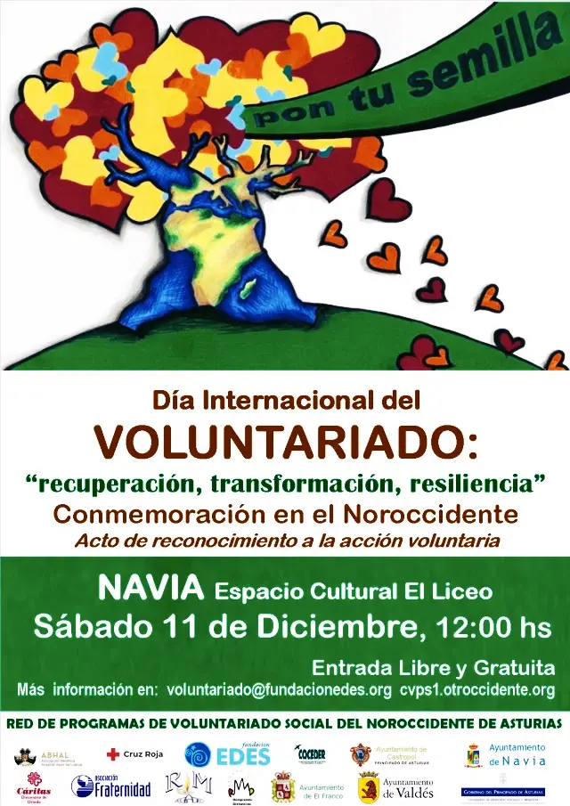 EL VOLUNTARIADO CELEBRA SU DIA EN EL NOR-OCCIDENTE EL PRÓXIMO 11 DE DICIEMBRE EN NAVIA