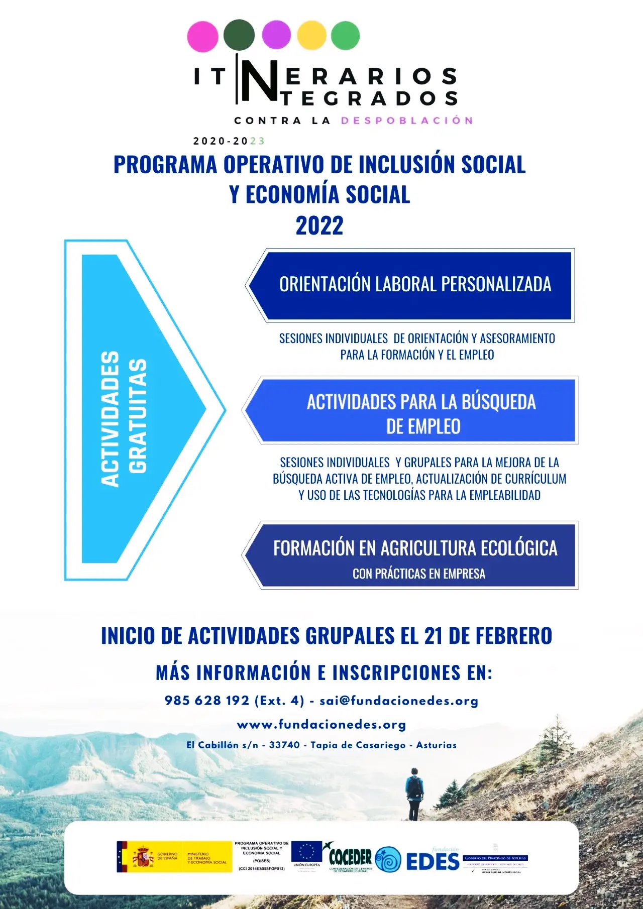 Tras dos años en funcionamiento, Fundación Edes continúa con el proyecto “Itinerarios integrados para luchar contra la despoblación rural”, con inicio de las actividades grupales el 21 de Febrero.