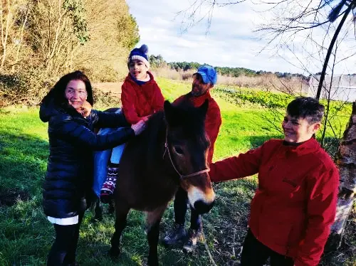 Las motivadoras clases de los caballos Melocotón y Manso en el colegio Edes, de Tapia