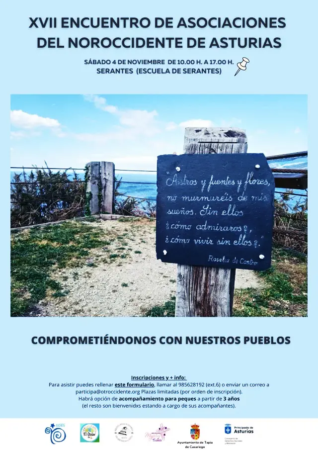 XVII Encuentro de Asociaciones del Noroccidente de Asturias, 4 Noviembre en Serantes, Tapia de Casariego. 