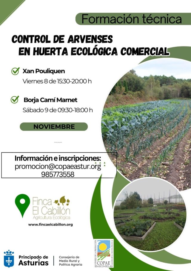 Cartel Curso Gratuito de Agricultura Ecológica , con cultivos ecológicos en nuestros invernaderos. 