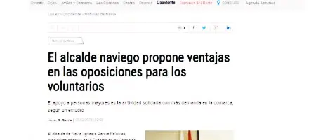 LNE: Presentación del Plan Estratégico de Voluntariado en el Área I 09/02/2018