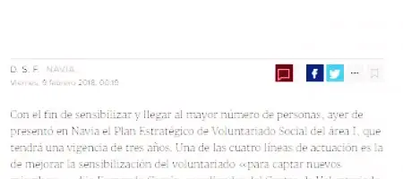 El Comercio: Los voluntarios sociales estarán presentes en los consejos locales y autonómicos 09/02/2018