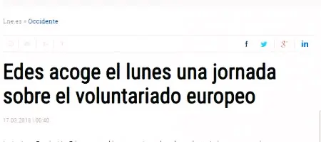 LNE: Edes acoge el lunes una jornada sobre el voluntariado europeo 17/03/2018