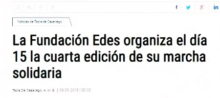 LNE: La Fundación Edes organiza el día 15 la cuarta edición de su marcha solidaria  04/09/2018