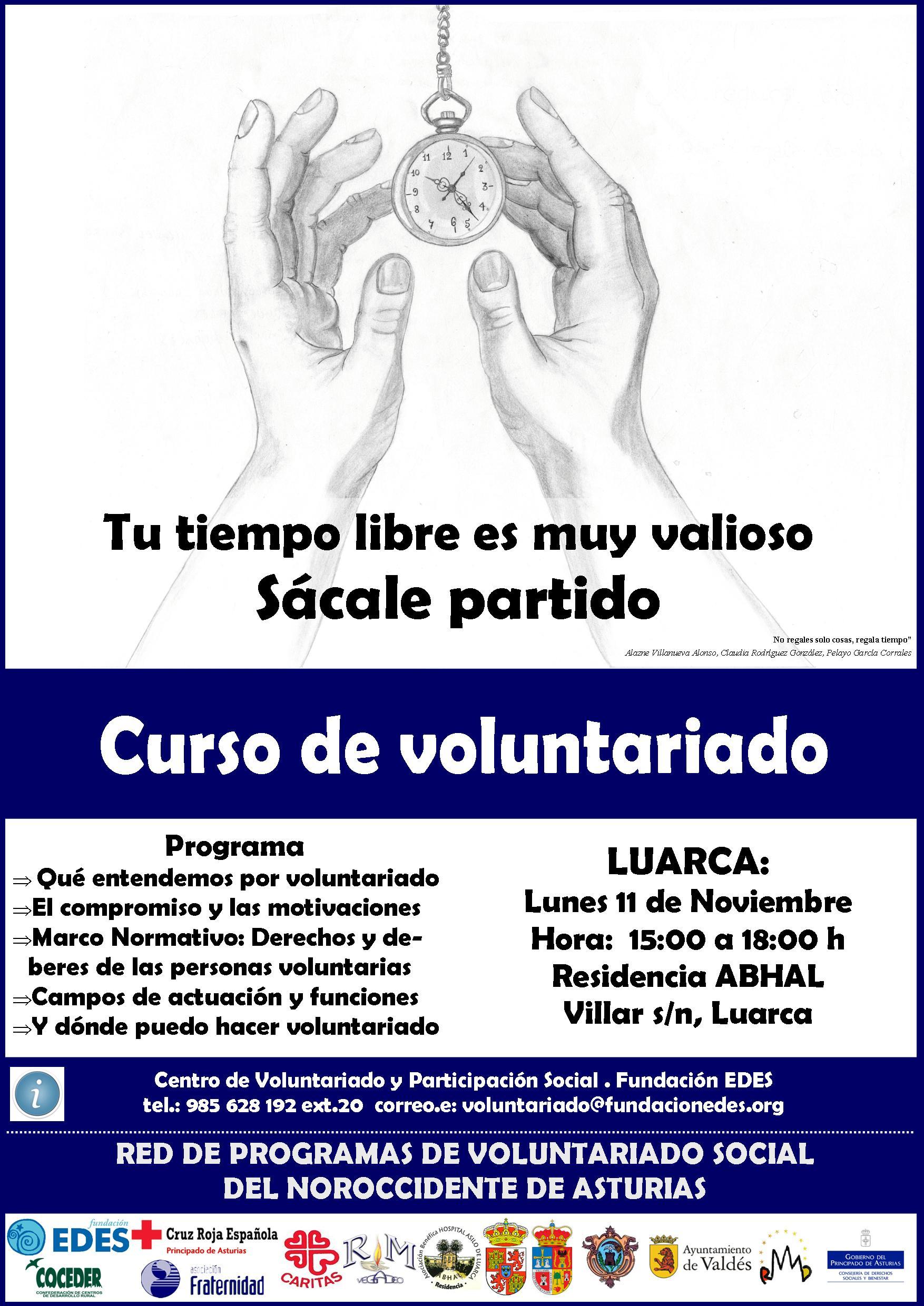 cartel curso iniciacion voluntariado en Luarca